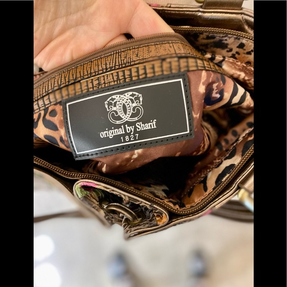 Sharif Gorgeous Large Bronze Metallic Colorful Pattern Bronze Chain Purse - Picture 10 of 15